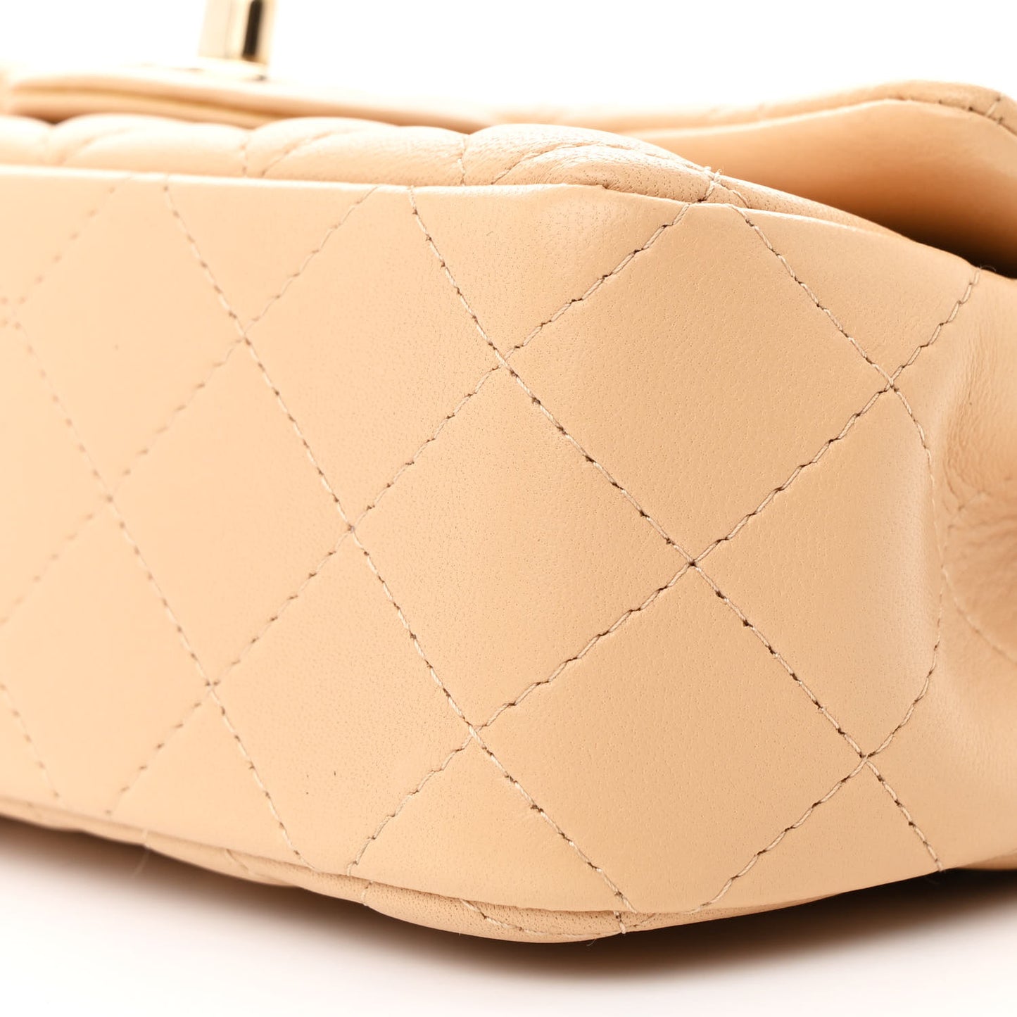 Lambskin Quilted Mini Rectangular Flap Beige