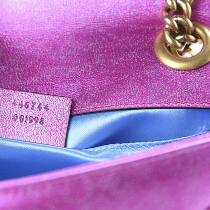 Gucci Metallic Calfskin Matelasse Mini GG Marmont Shoulder Bag Fuchsia 9 of 10