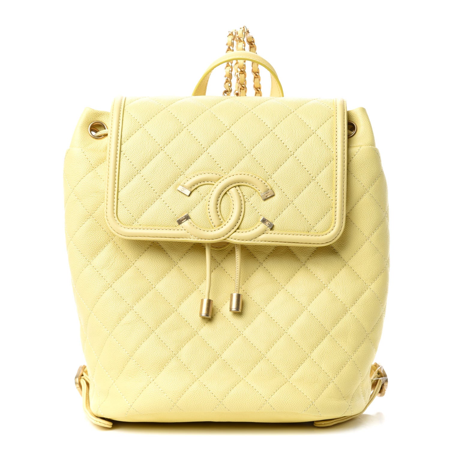 Chanel Caviar Quilted Filigree Backpack Yellow 1 of 8