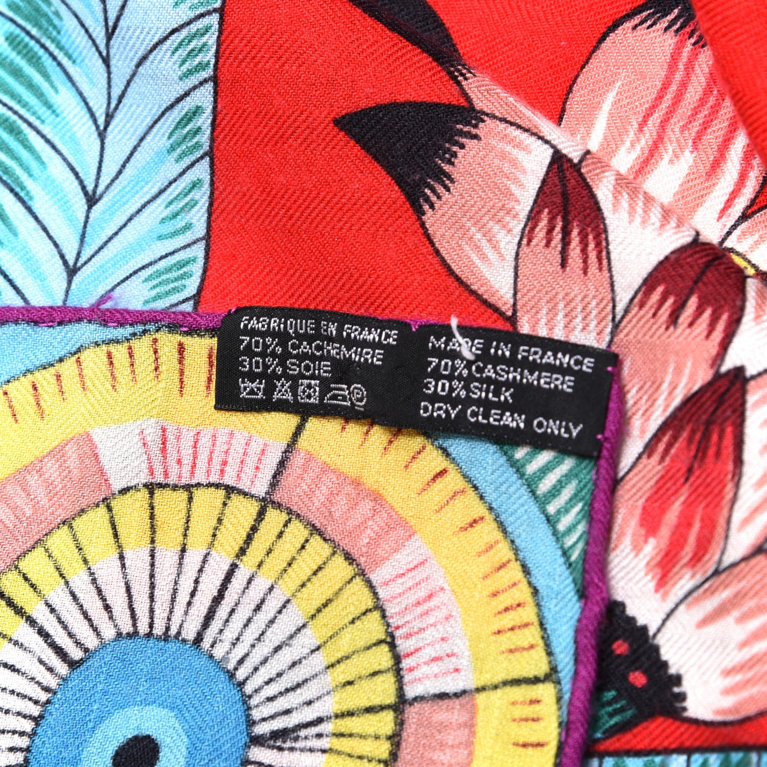 Hermes Cashmere Silk The Savana Dance Shawl 140 Rouge Turquoise Jaune 6 of 6
