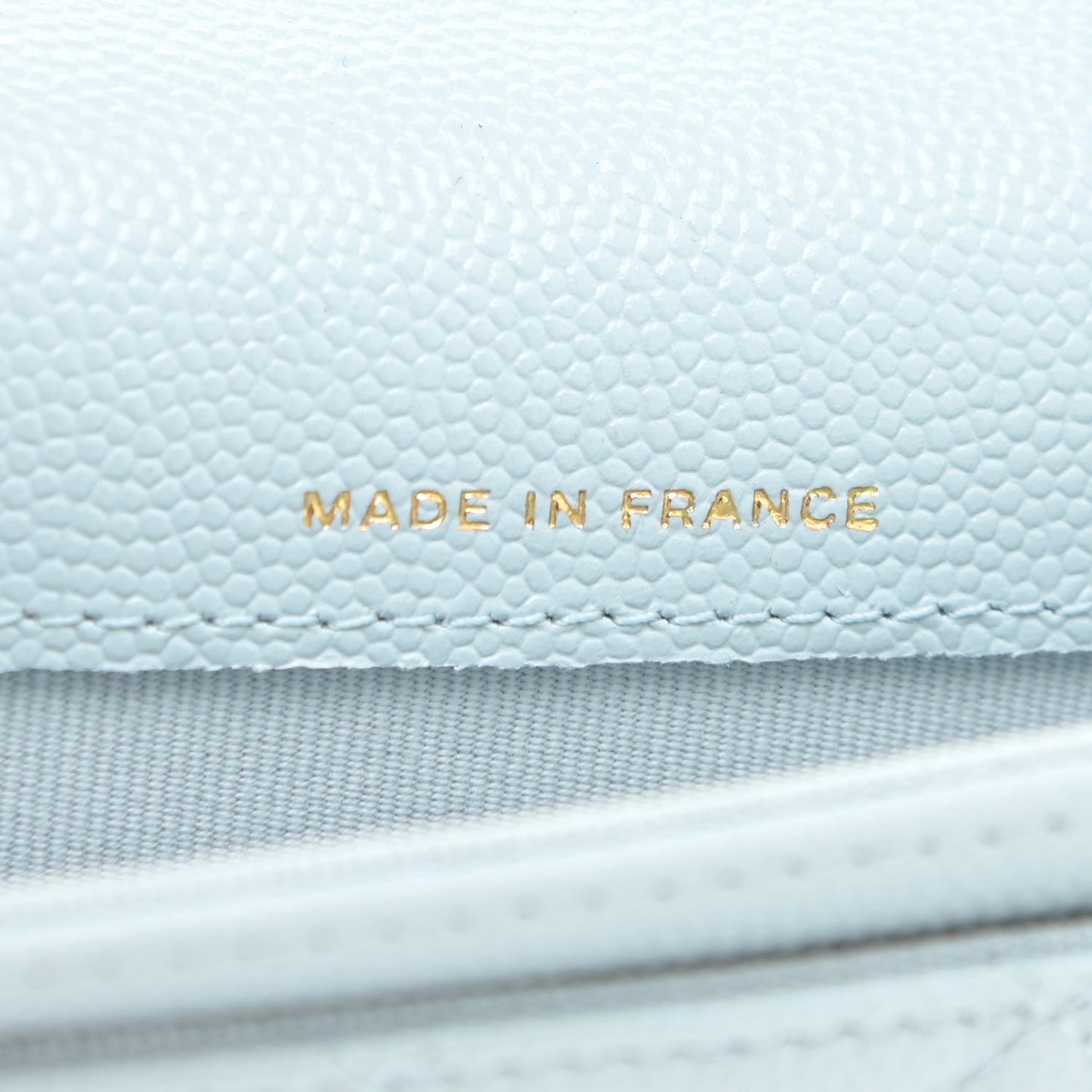 Caviar Quilted Flap Card Holder Wallet Light Blue