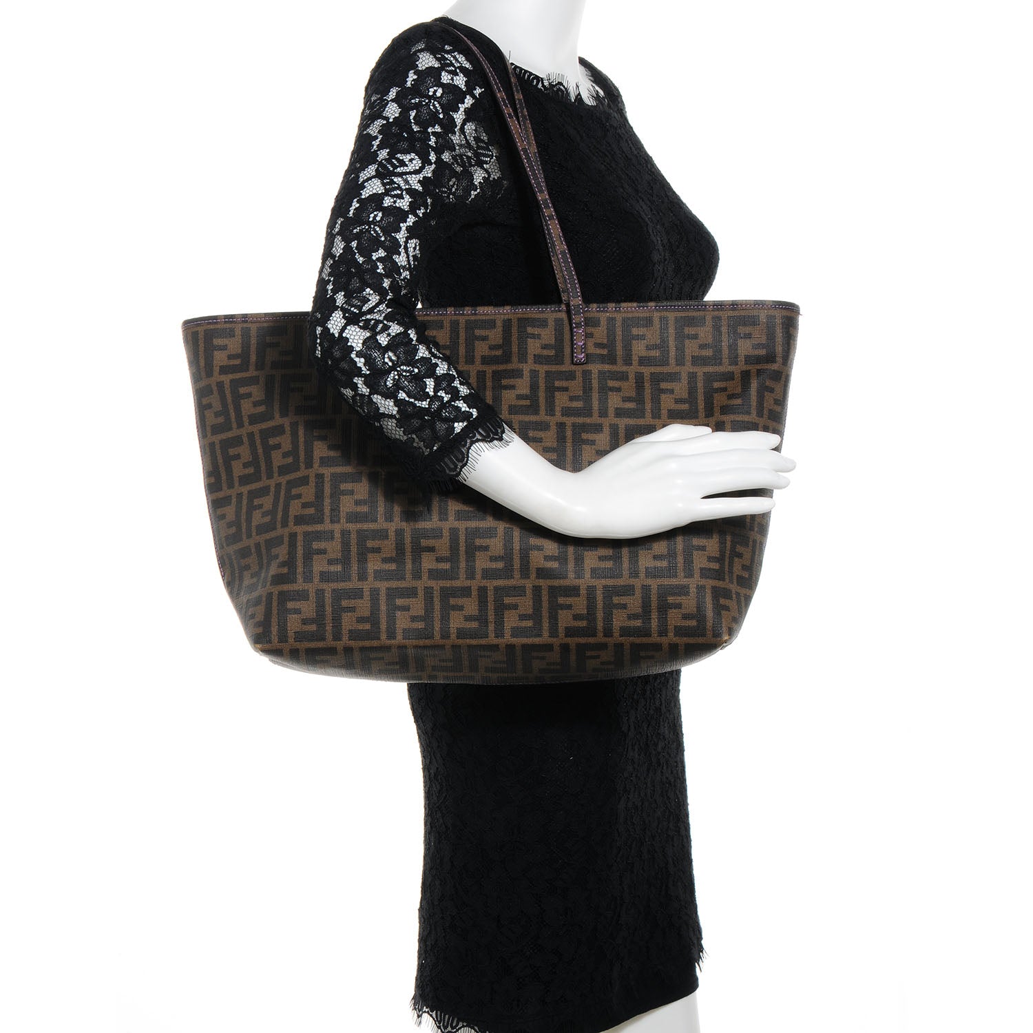 Fendi Zucca Spalmati Medium Roll Tote Tobacco Viola 2 of 9