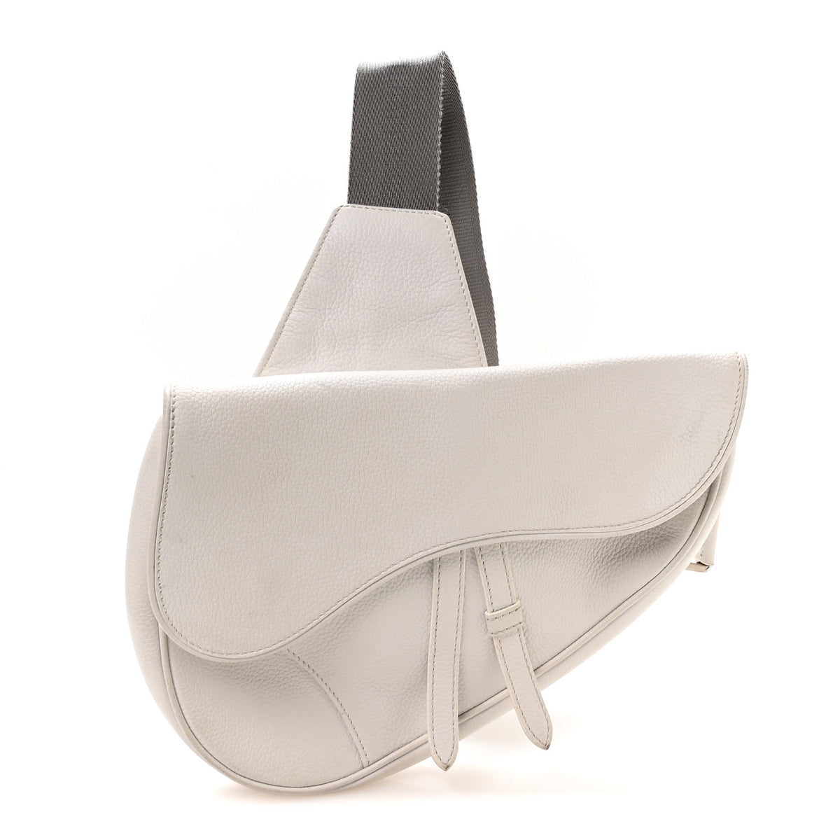 Grained Calfskin Mens Saddle Bag Latte