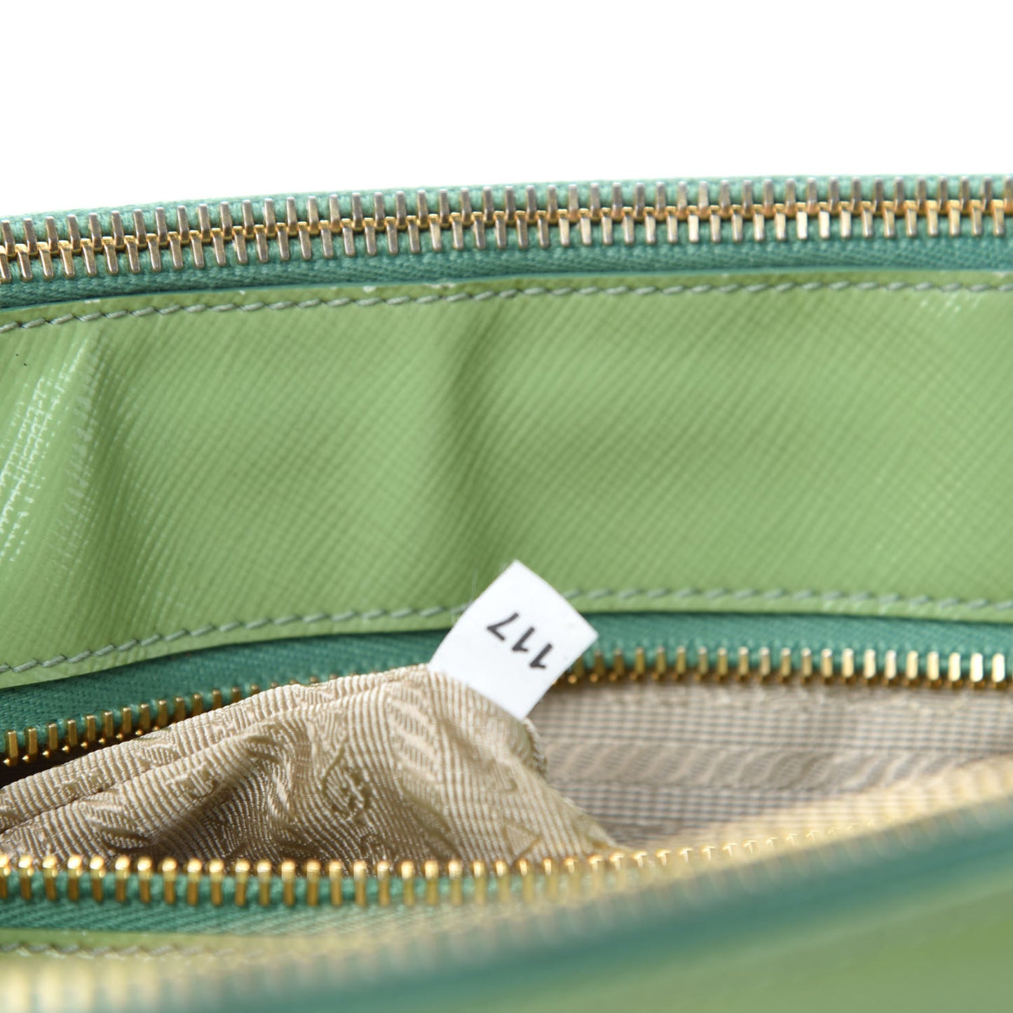 Saffiano Vernice Mini Galleria Double Zip Tote Green