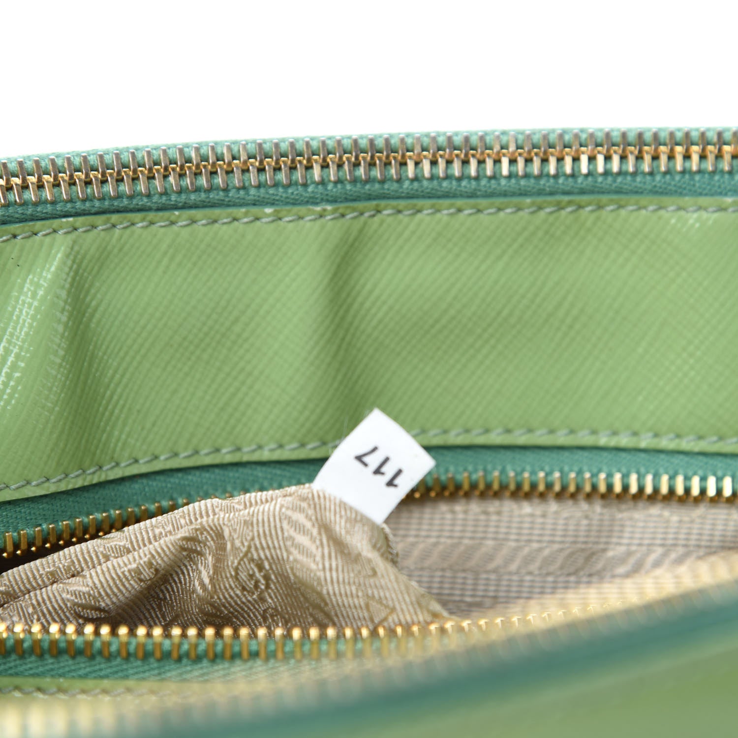Prada Saffiano Vernice Mini Galleria Double Zip Tote Green 18 of 19