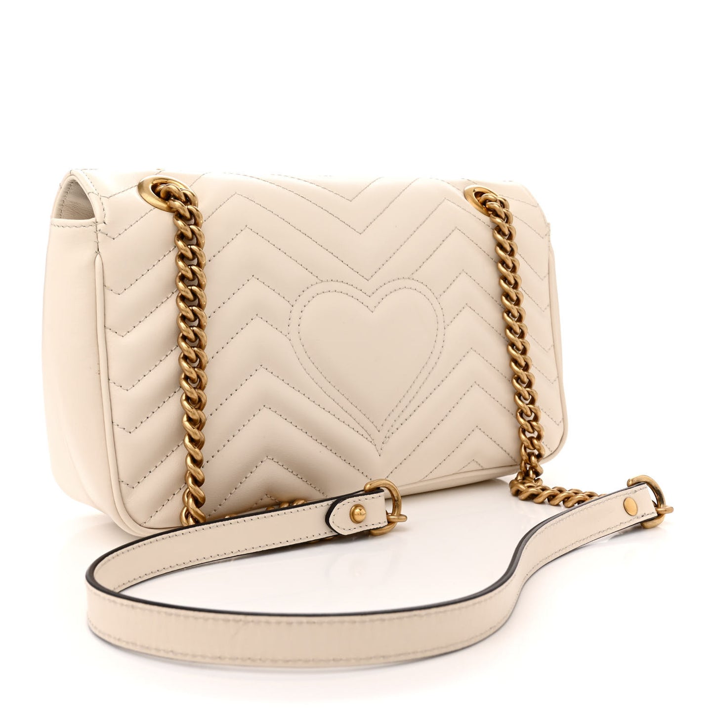 Calfskin Matelasse Small GG Marmont Shoulder Bag White