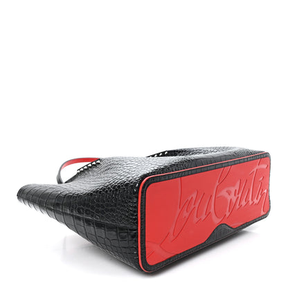 Christian Louboutin Calfskin Crocodile Embossed Spikes Large Cabarock Black 4 of 10