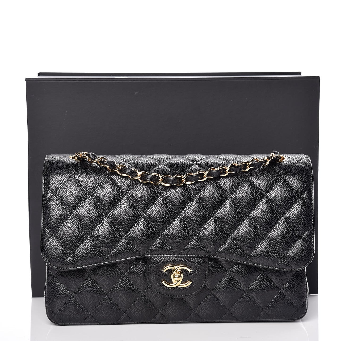Caviar Quilted Jumbo Double Flap Black