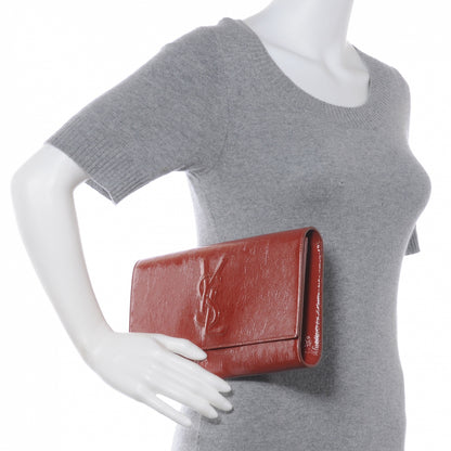 Saint Laurent Patent Belle de Jour Large Clutch Burnt Orange 2 of 7