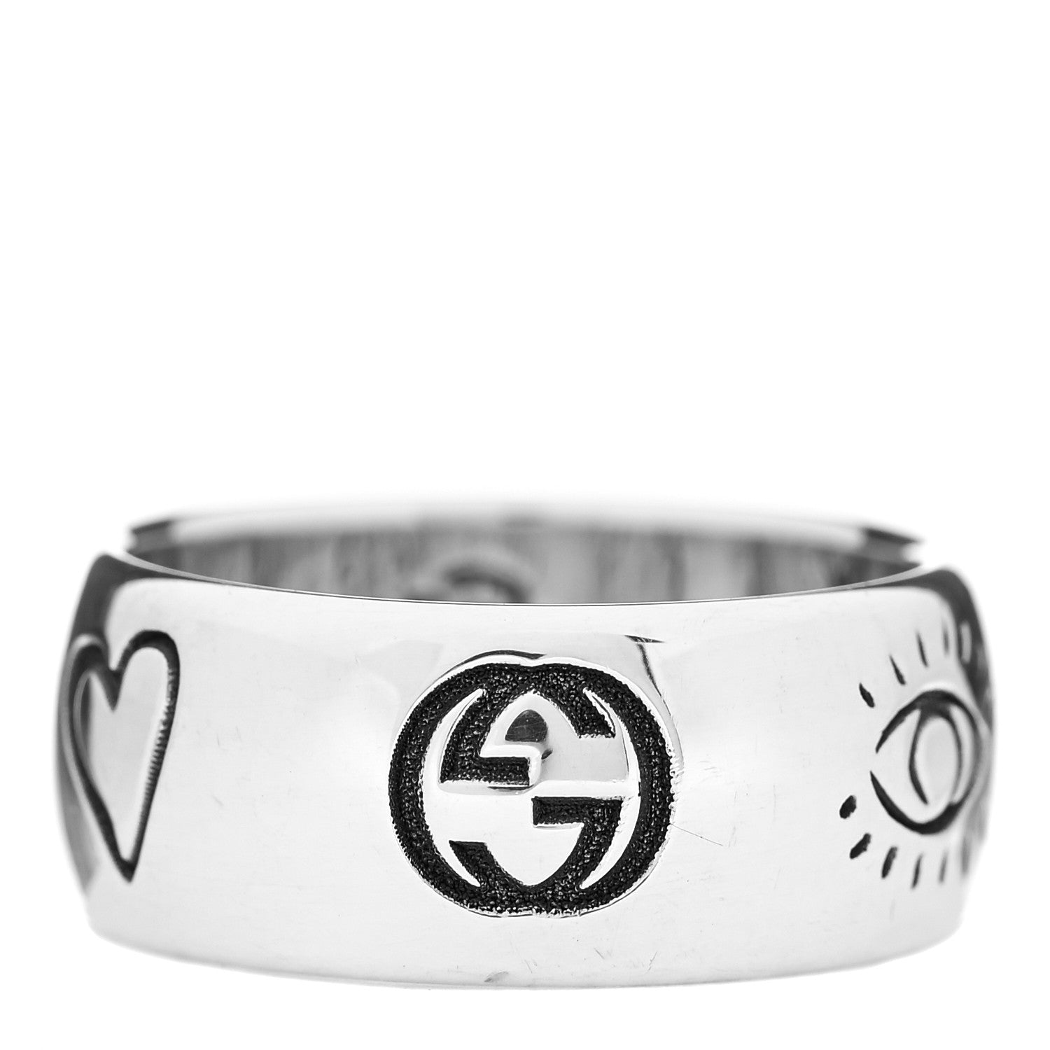 Gucci Sterling Silver Wide Blind for Love Band Ring 57 8 3 of 6