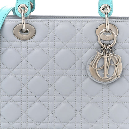 Christian Dior Lambskin Cannage Large Lady Dior Grey Turquoise 8 of 13