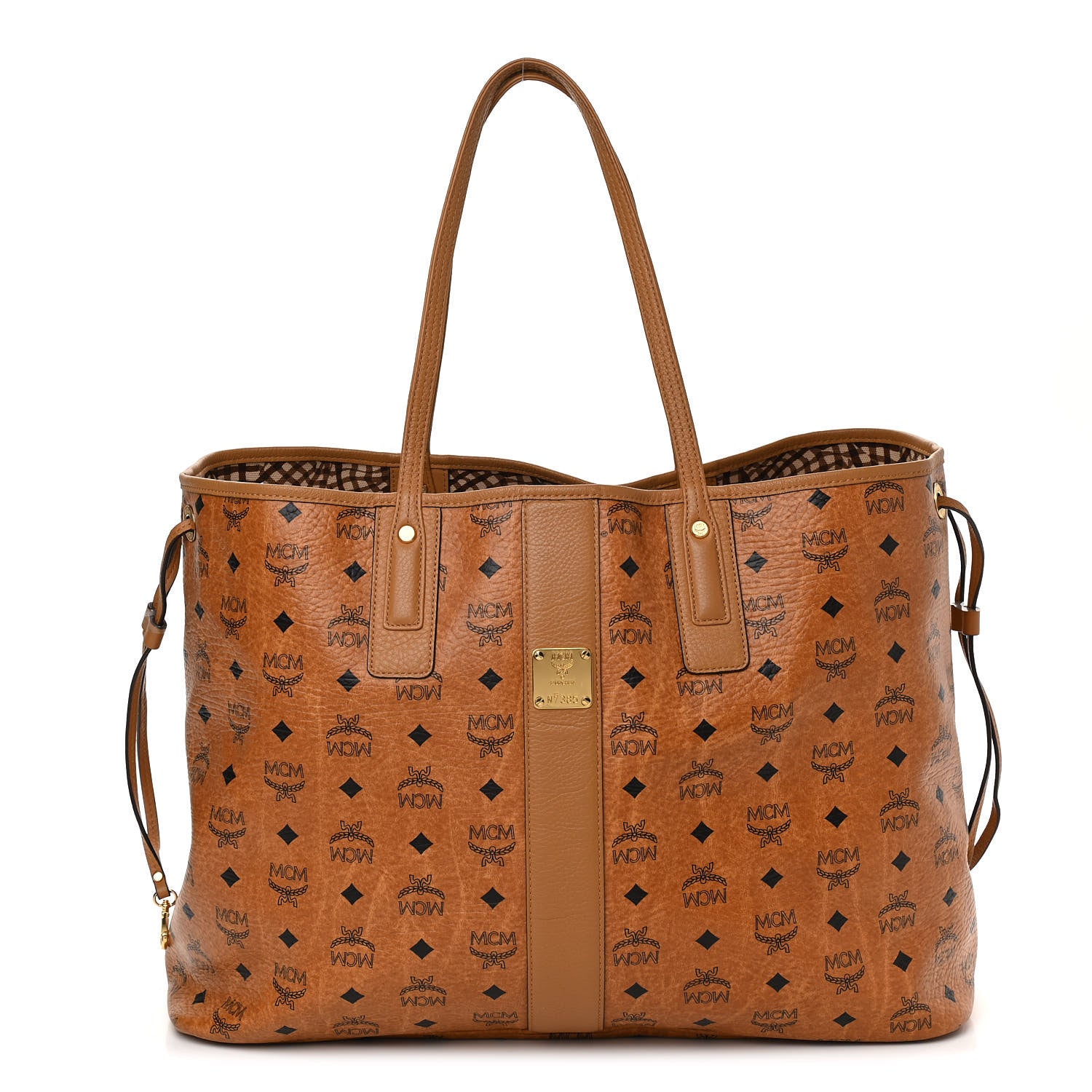 MCM Visetos Large Liz Reversible Shopper Tote Cognac 1 of 15