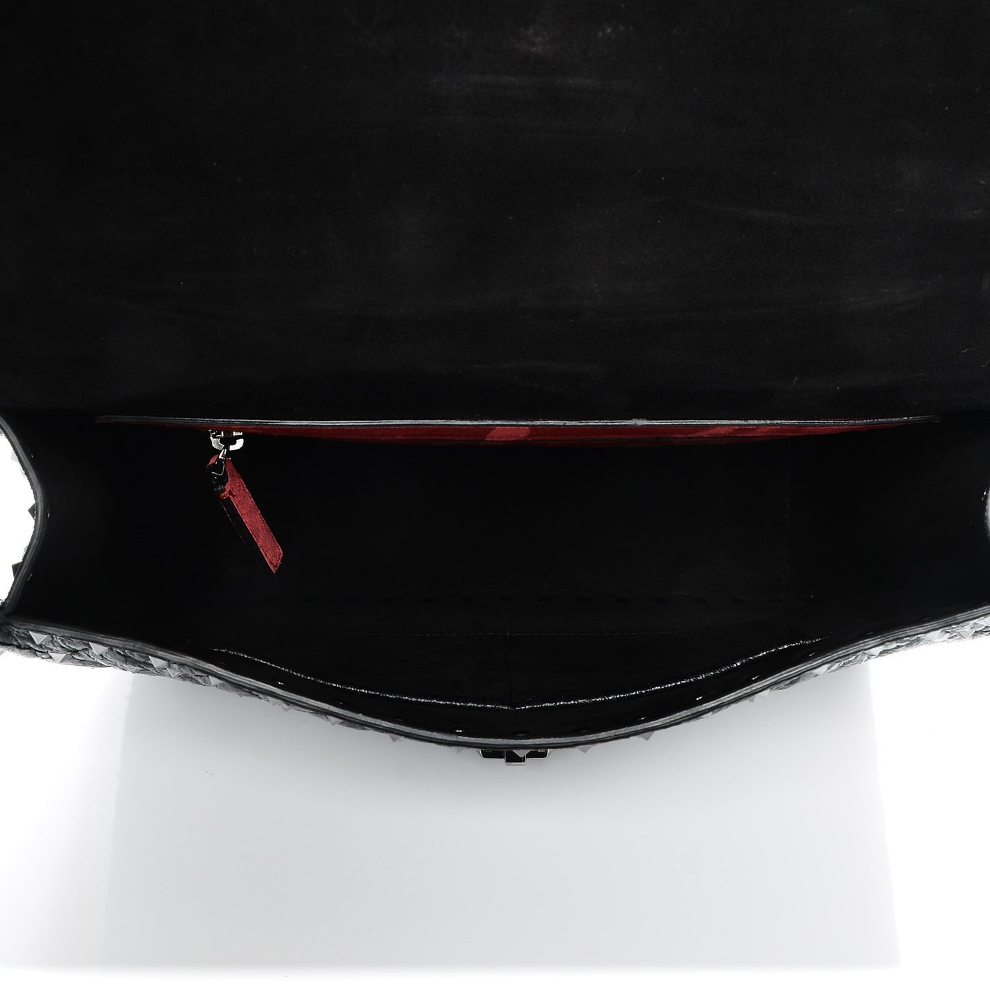 Lambskin Large Rockstud Spike Shoulder Bag Black