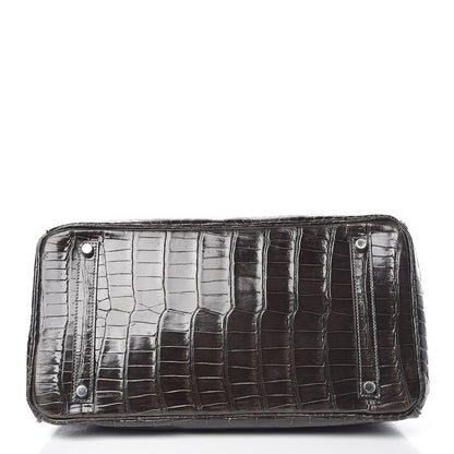 Hermes Shiny Porosus Crocodile Birkin 35 Graphite 31 of 38