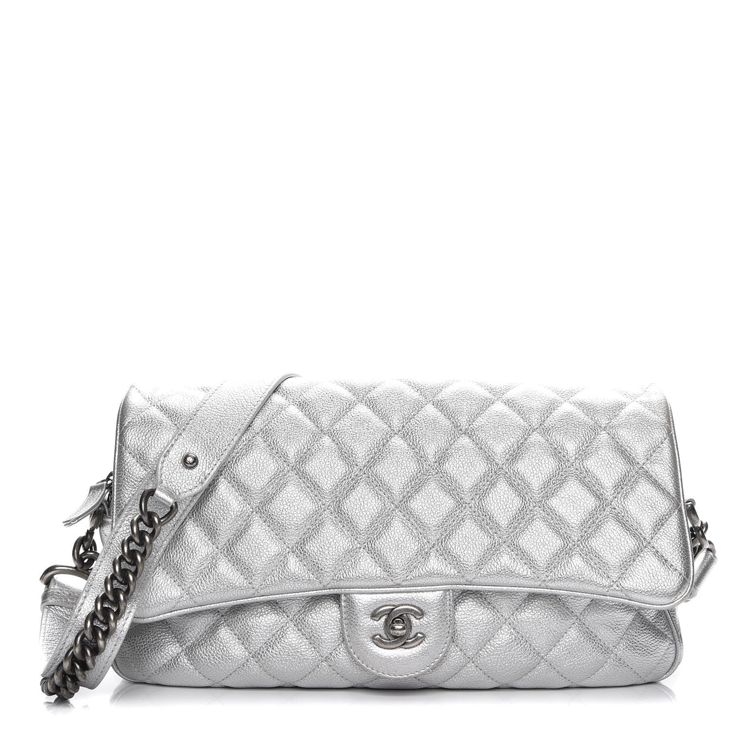 Chanel Metallic Calfskin Quilted Medium Casual Rock Flap Silver 1 of 7