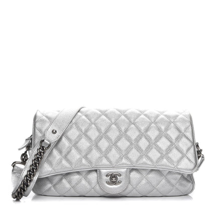 Chanel Metallic Calfskin Quilted Medium Casual Rock Flap Silver 1 of 7
