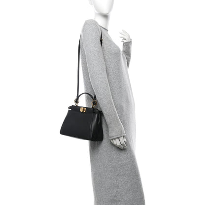 Fendi Nappa Mini Peekaboo Iconic Satchel Black 2 of 9