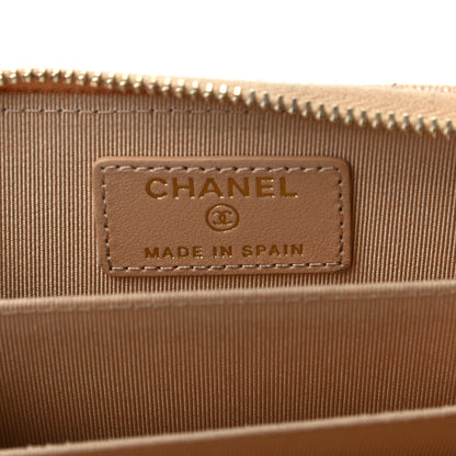 Chanel Iridescent Caviar Quilted Zip Around Coin Purse Beige 6 of 8