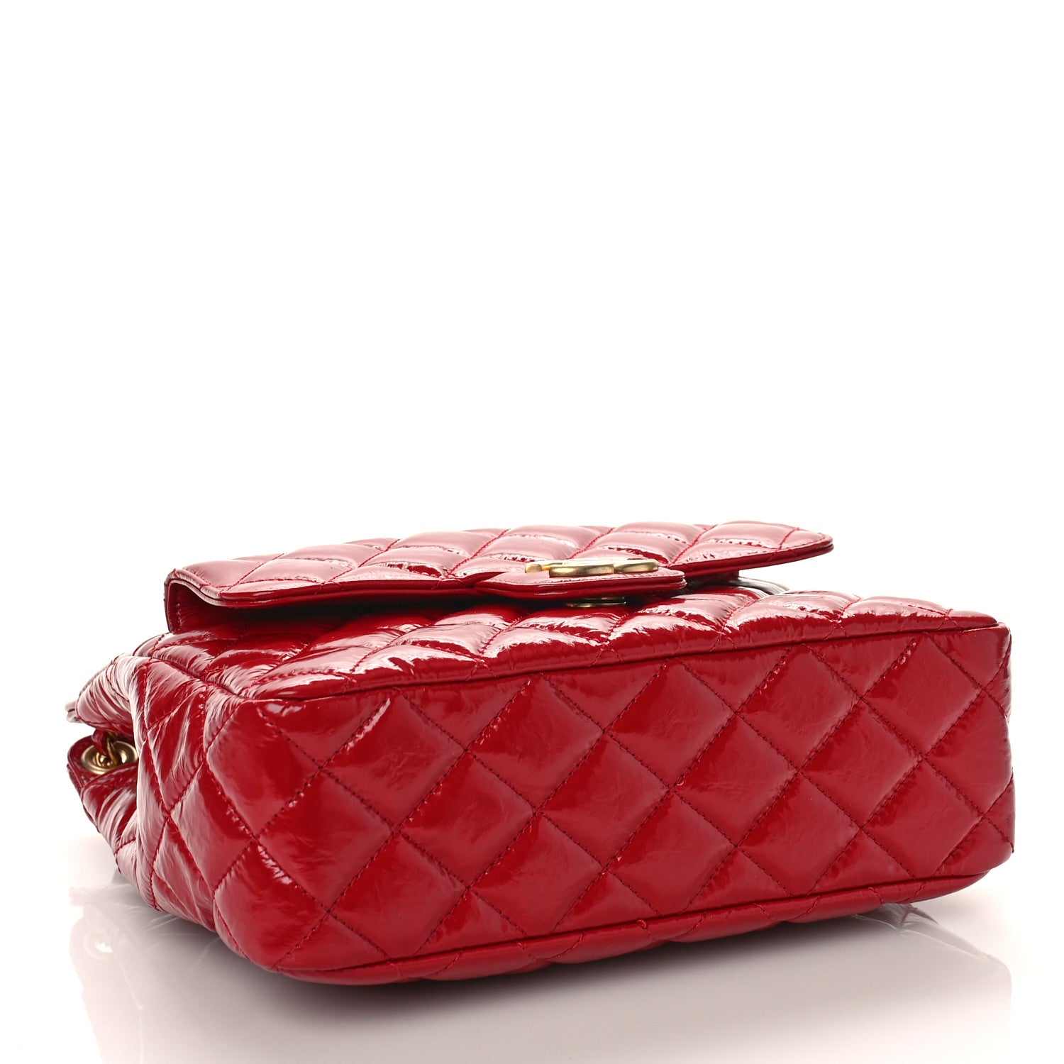 Chanel Shiny Crumpled Calfskin Quilted Wavy CC Hobo Red 4 of 9