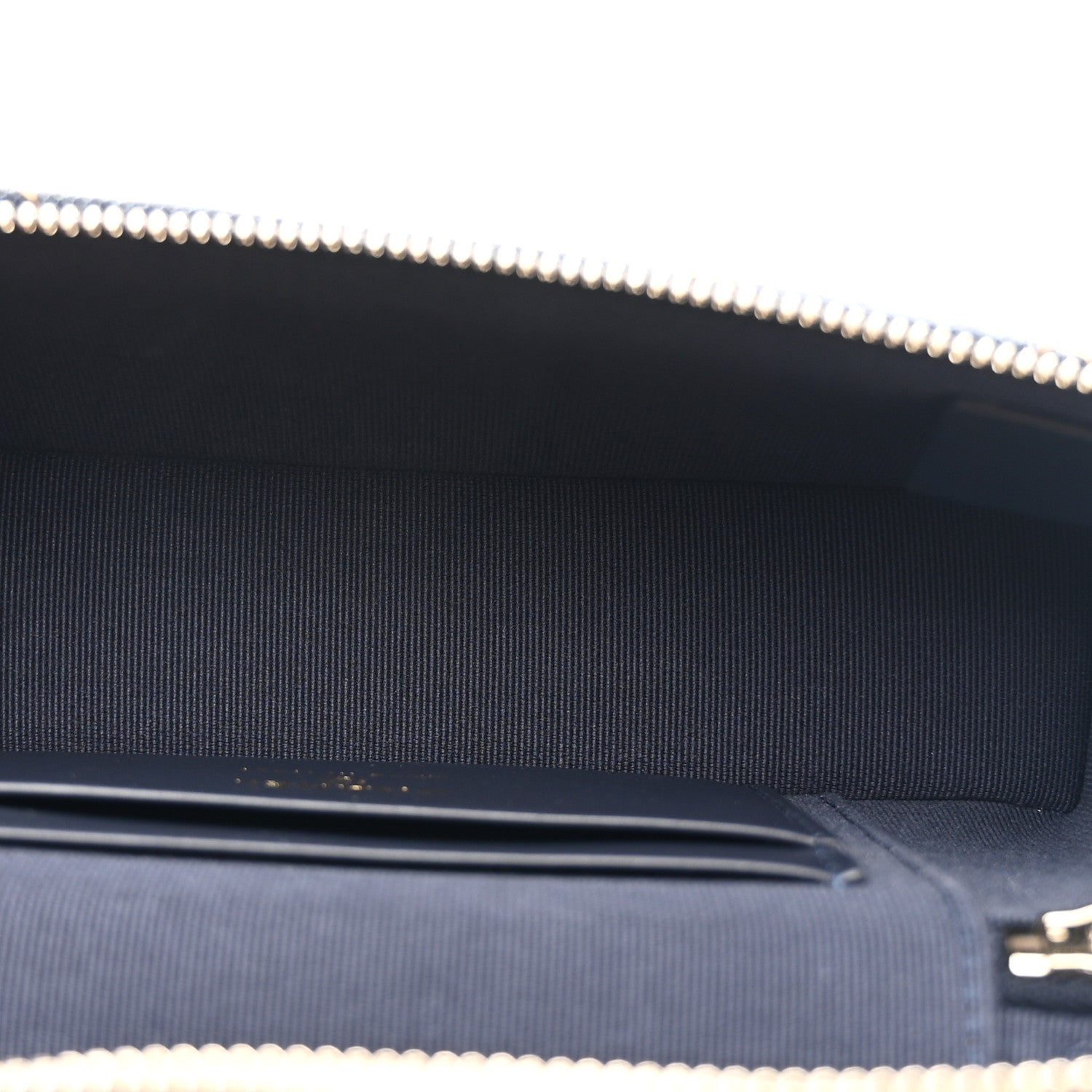 Chanel Denim Quilted Top Handle Slim Vanity Case With Chain Dark Blue Orange 5 of 11