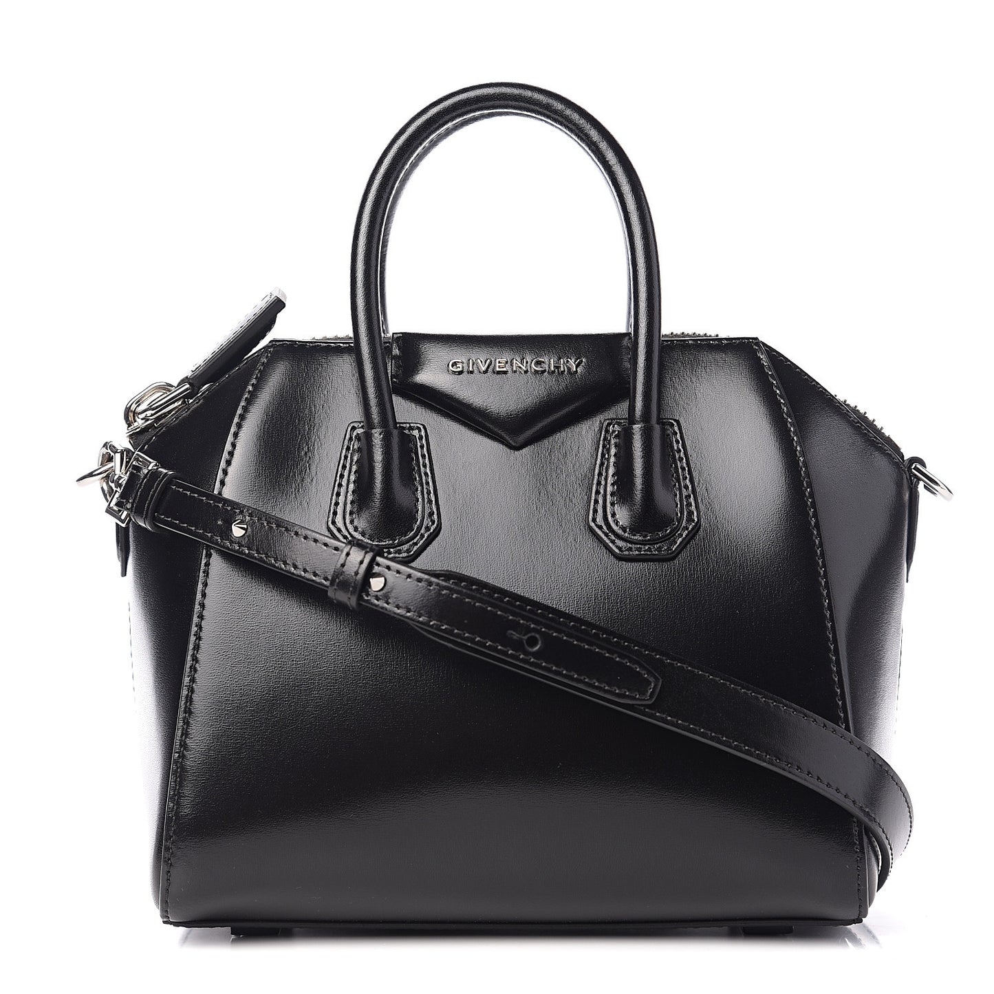 Shiny Lord Calfskin Mini Antigona Black