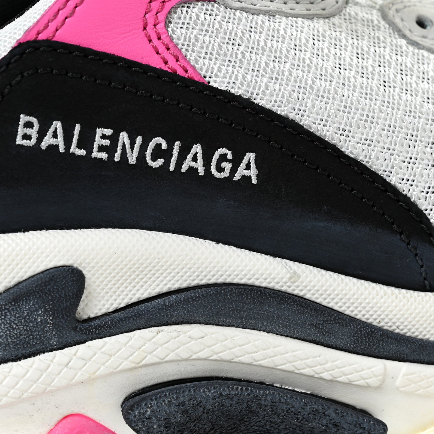 Fabric Mesh Womens Triple S Sneakers 39 Fluo Pink Grey White