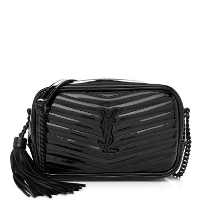 Saint Laurent Patent Calfskin Matelasse Monogram Mini Lou Camera Bag Black 1 of 11