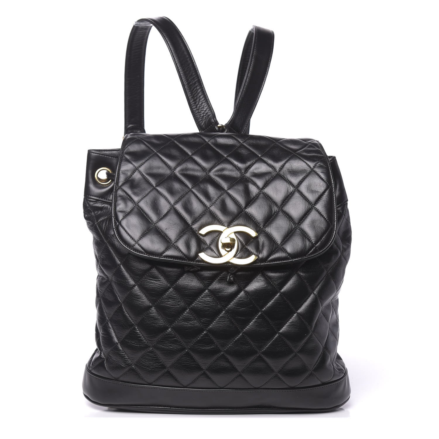 Chanel Lambskin Quilted Drawstring Backpack Black 1 of 13