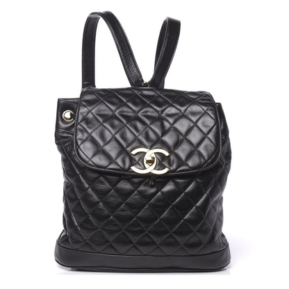 Chanel Lambskin Quilted Drawstring Backpack Black 1 of 13