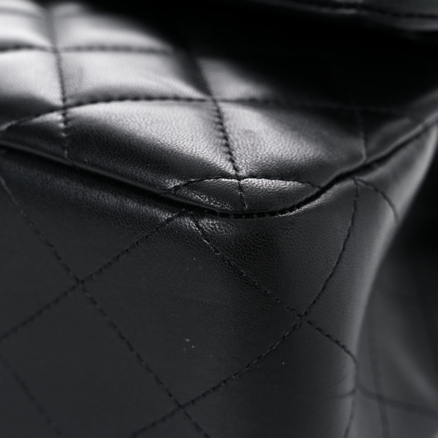 Lambskin Quilted Jumbo Double Flap Black