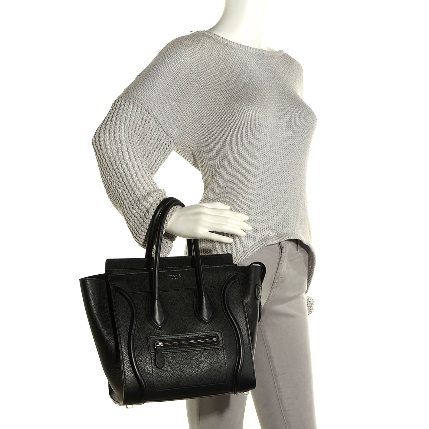 Drummed Calfskin Micro Luggage Black