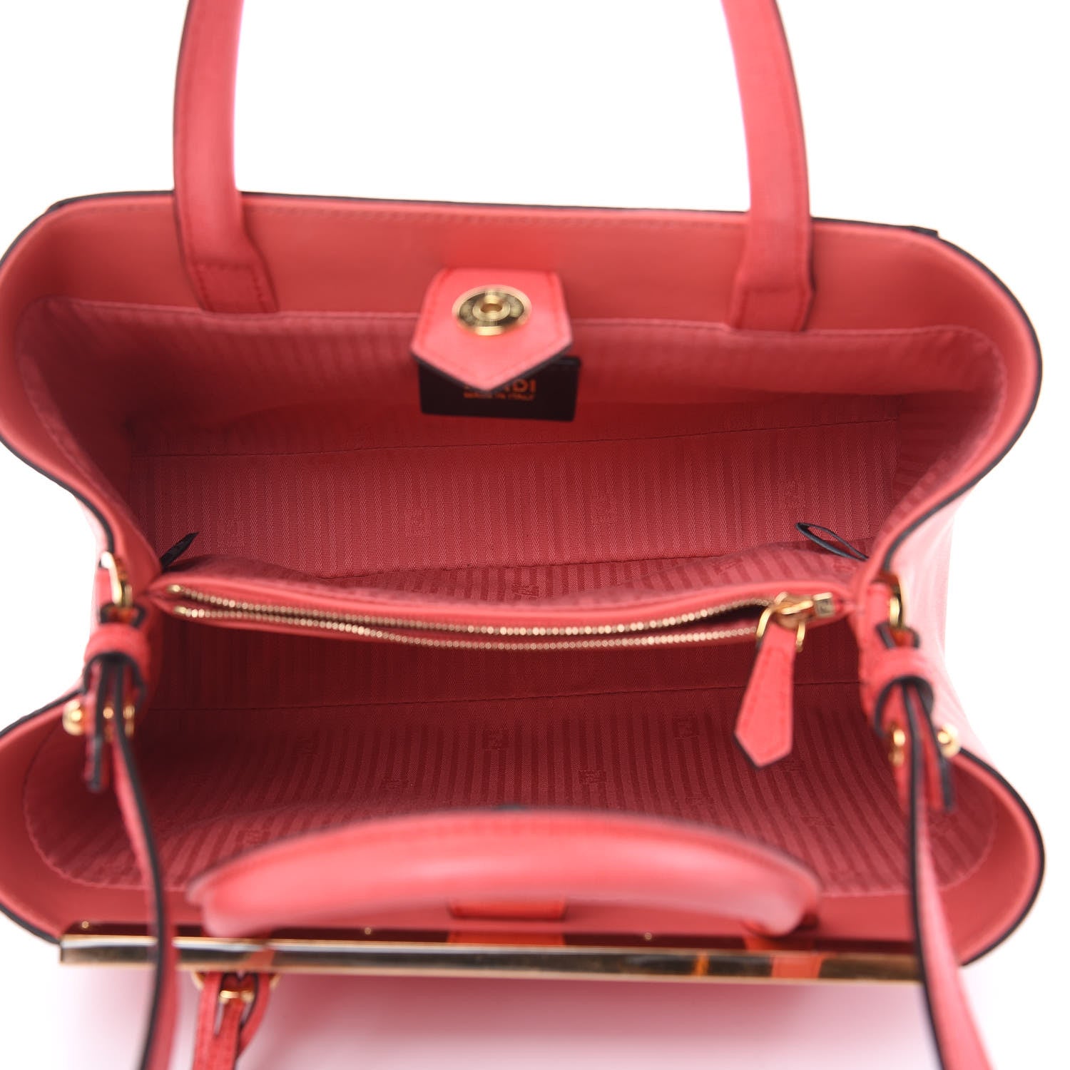Fendi Vitello Elite Flamingo Petite 2Jours Tote Rosa Exstasy 5 of 11