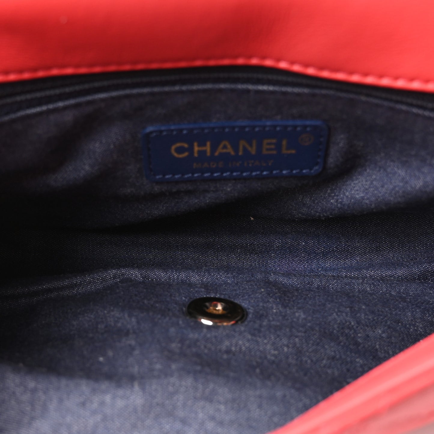 Lambskin Quilted Resin Bi-Color Chain Flap Bag Red