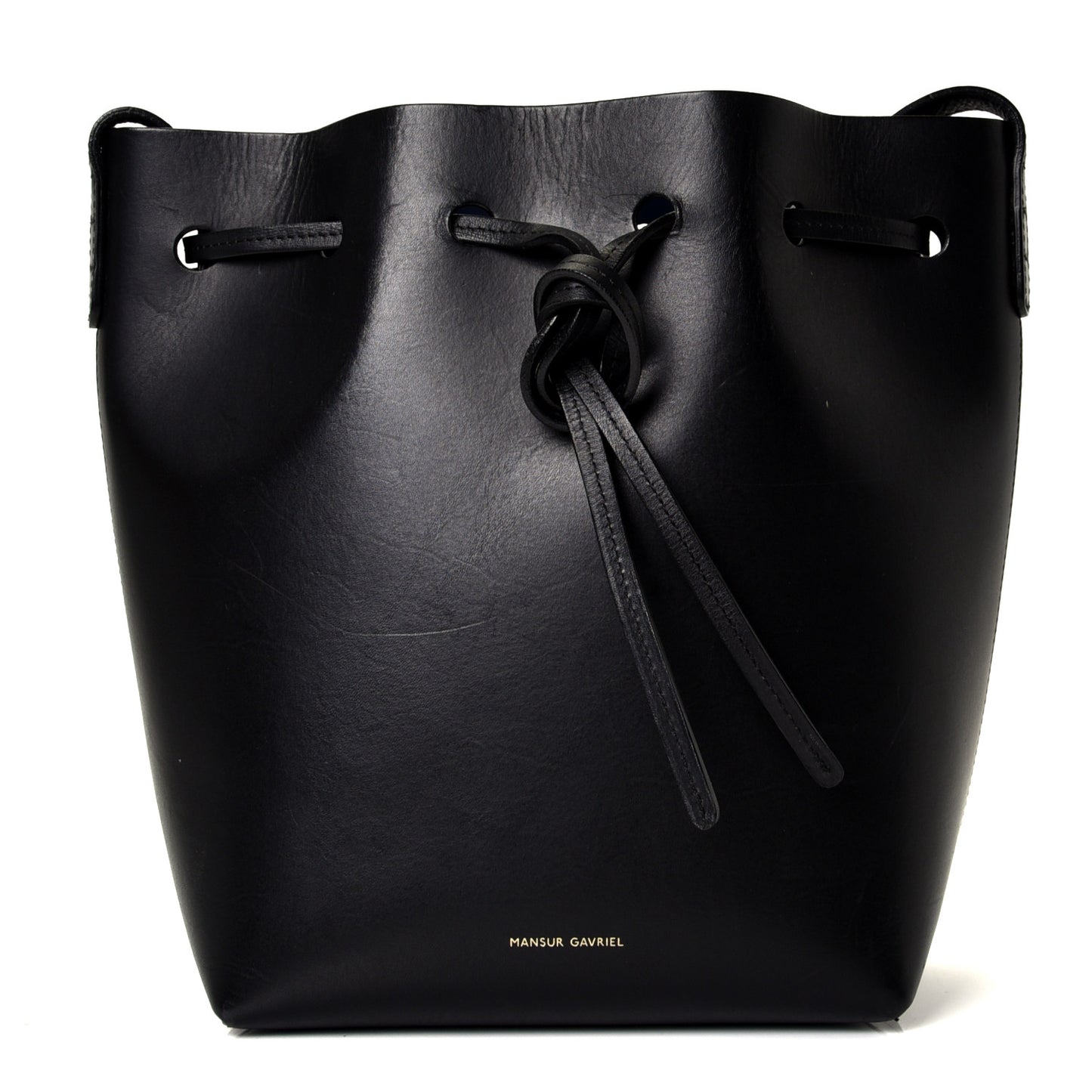 Vegetable Tanned Calfskin Mini Bucket Bag Black