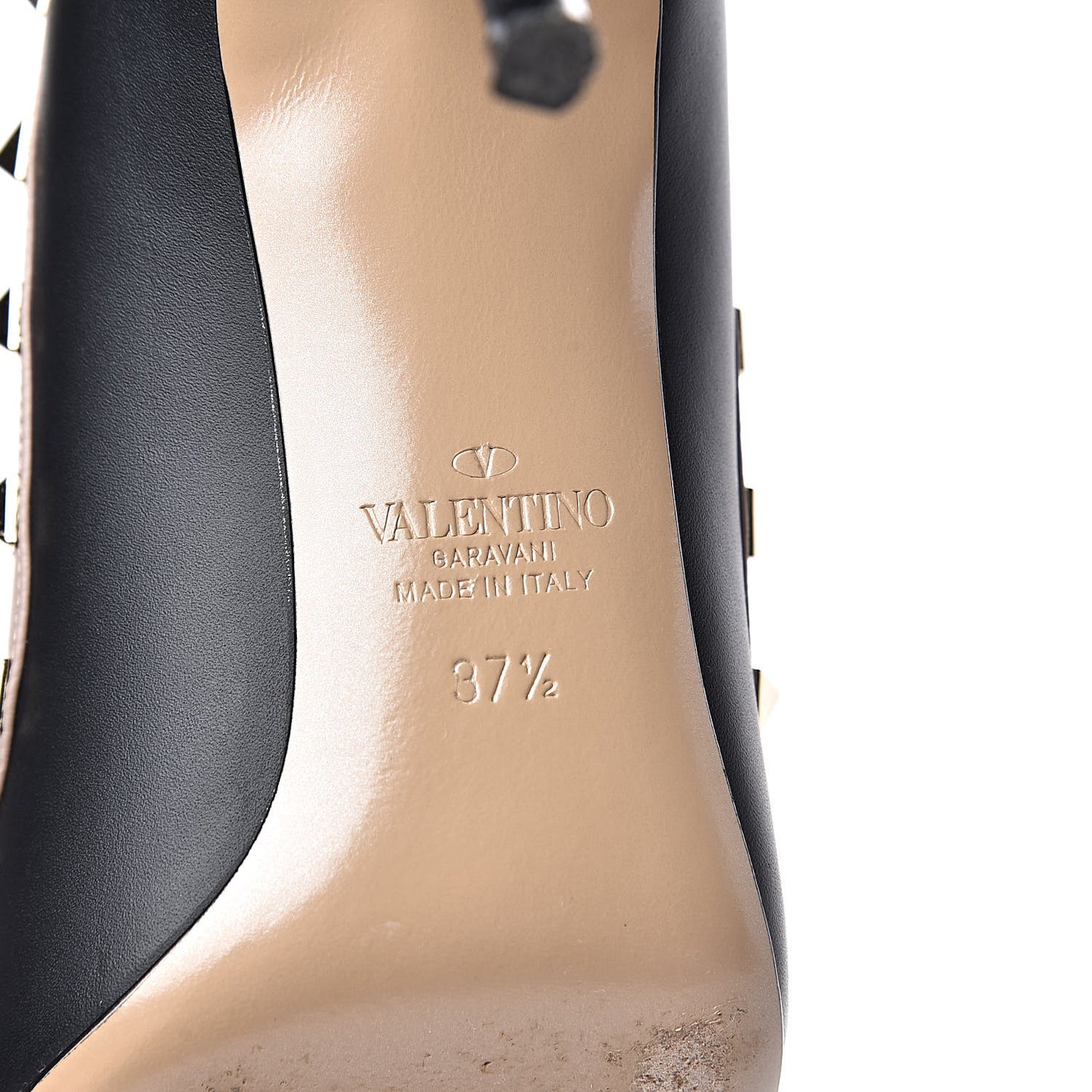 Calfskin Rockstud 85mm Pumps 37.5 Black Poudre