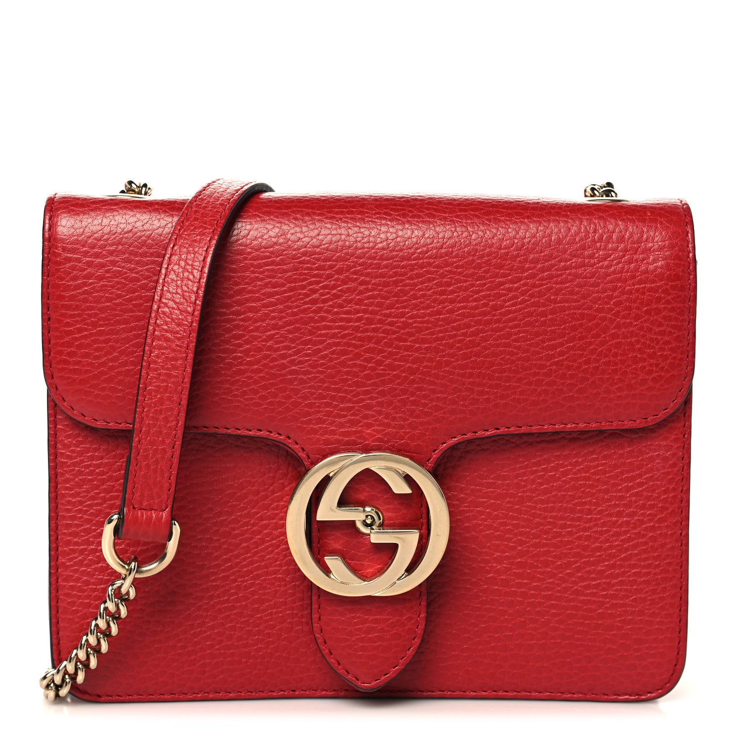 Gucci Dollar Calfskin Small Interlocking G Shoulder Bag Red 1 of 13