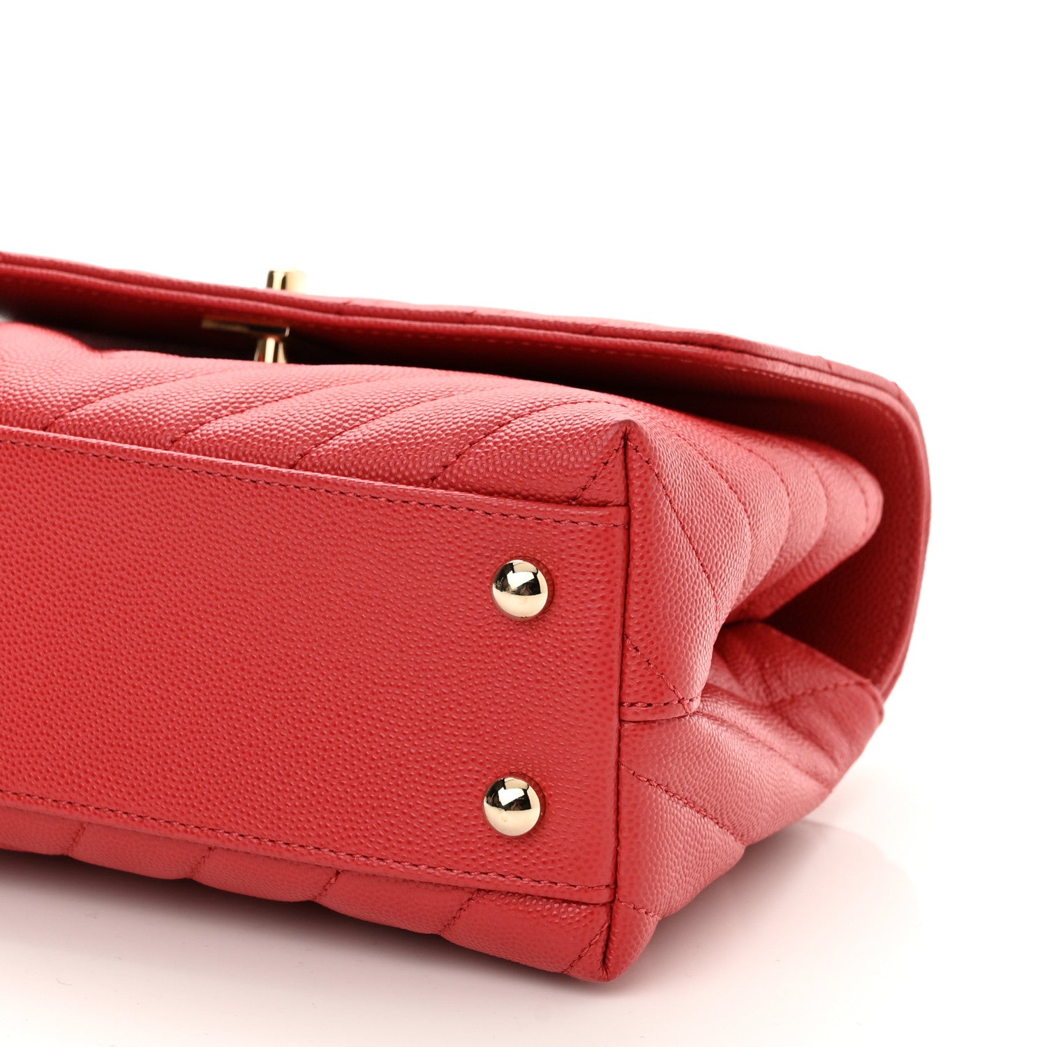 Chanel Caviar Chevron Quilted Mini Coco Handle Flap Red 10 of 10