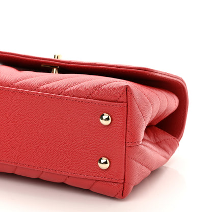 Chanel Caviar Chevron Quilted Mini Coco Handle Flap Red 10 of 10