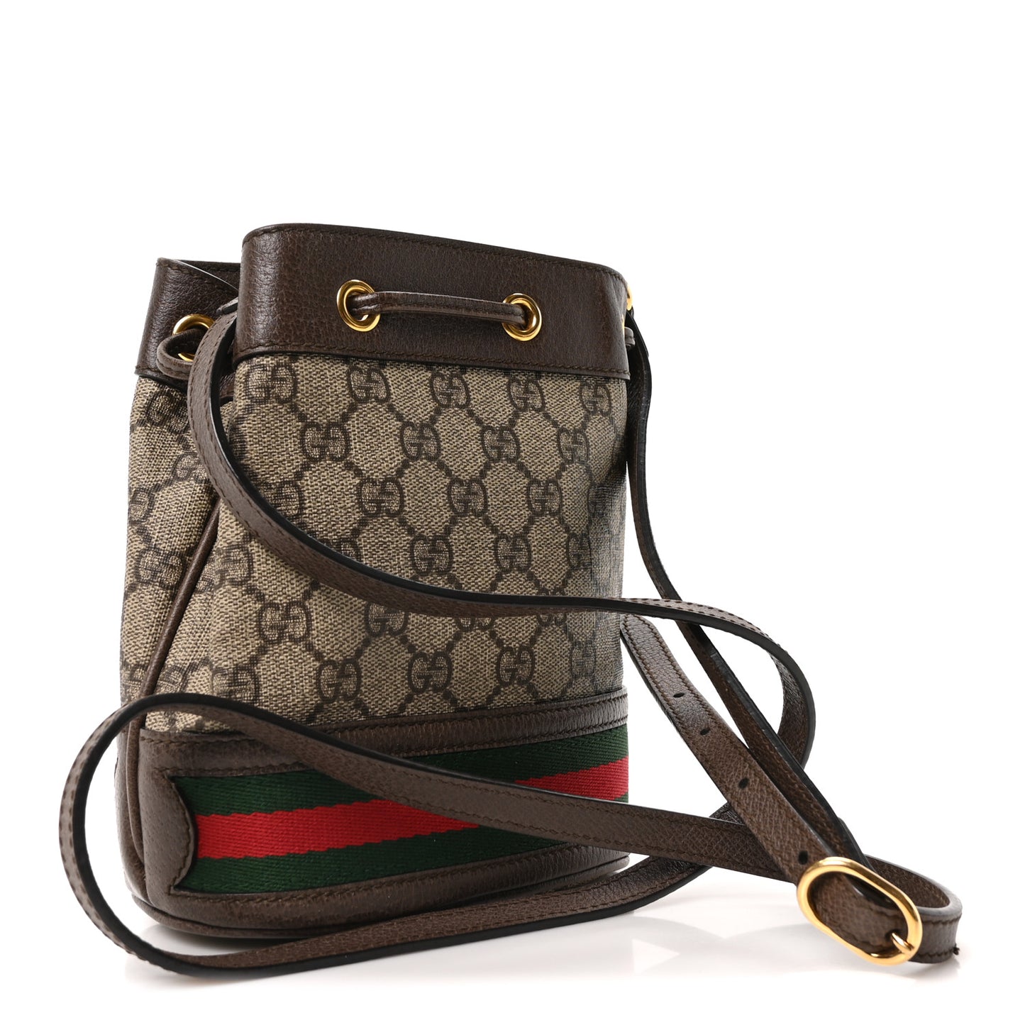 GG Supreme Monogram Web Mini Ophidia Bucket Bag Brown