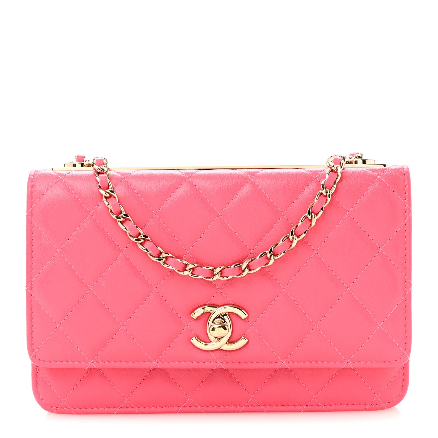 Chanel Lambskin Quilted Trendy CC Wallet On Chain WOC Pink 1 of 16