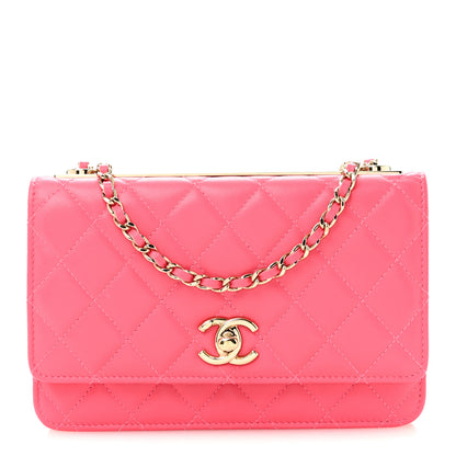 Chanel Lambskin Quilted Trendy CC Wallet On Chain WOC Pink 1 of 16