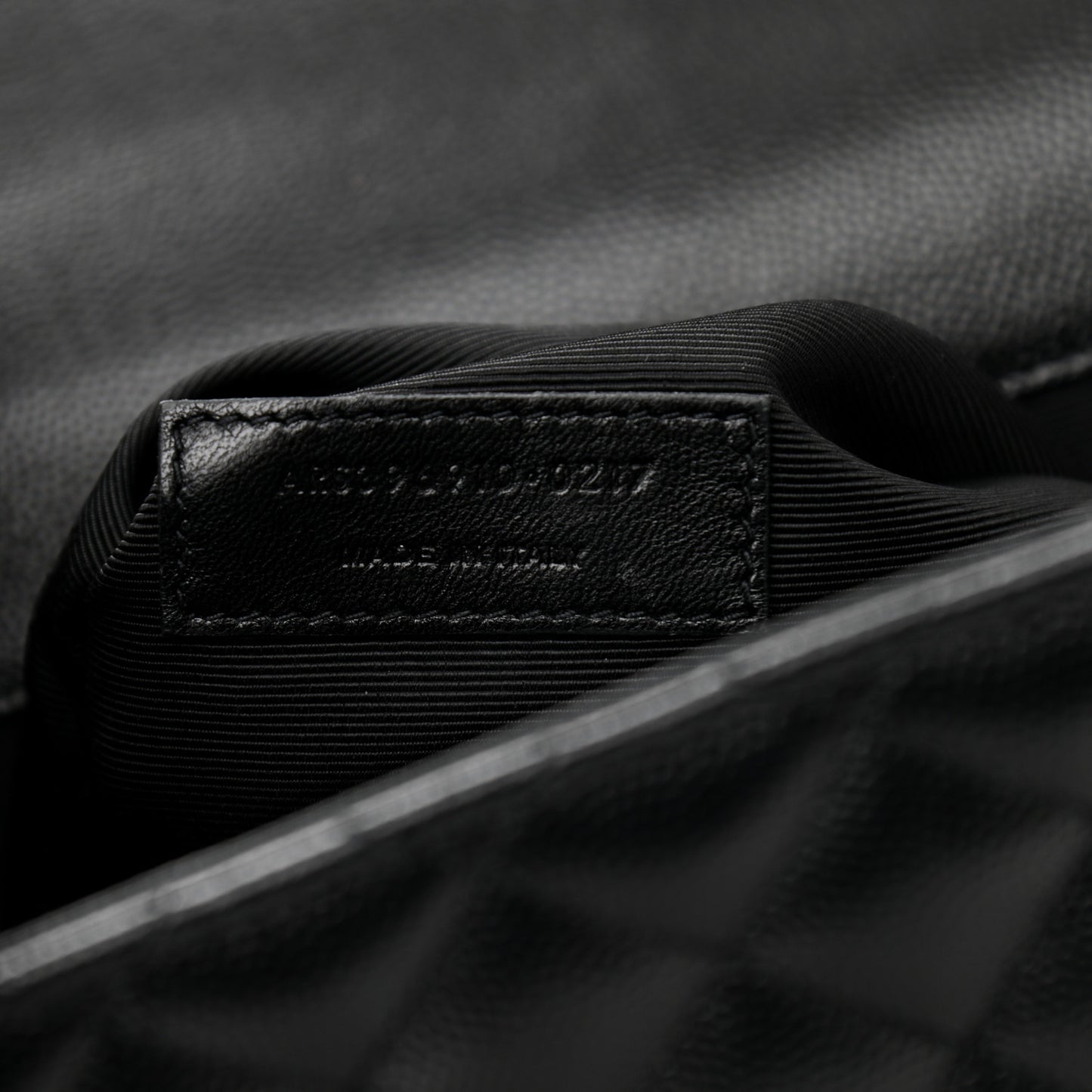 Grain De Poudre Textured Mixed Matelasse Large Triquilt Monogram Monochrome Satchel Black