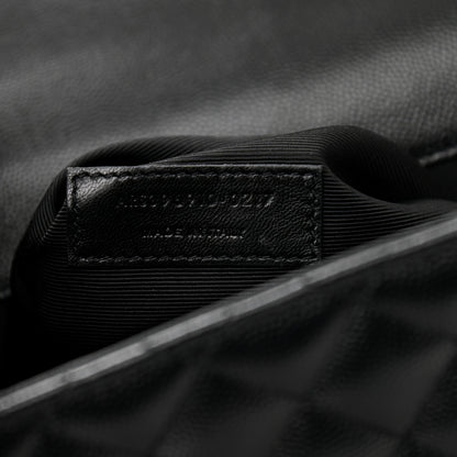 Saint Laurent Grain De Poudre Textured Mixed Matelasse Large Triquilt Monogram Monochrome Satchel Black 7 of 9