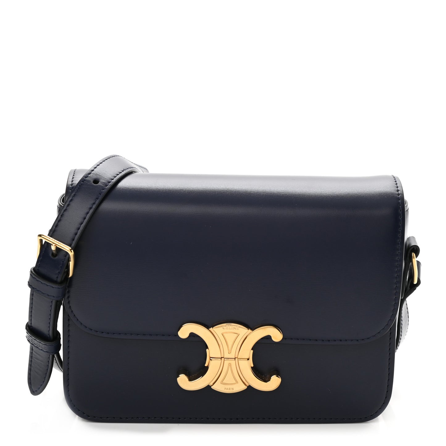 Shiny Calfskin Small Triomphe Dark Blue