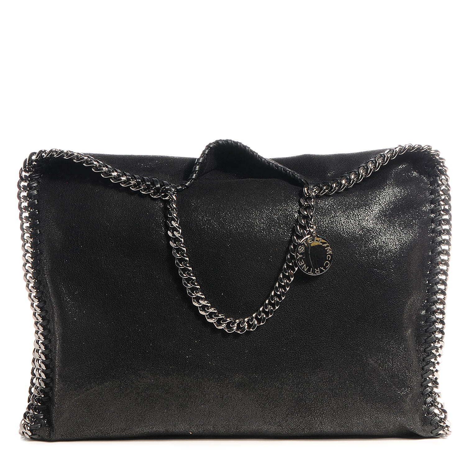 Stella McCartney Faux Leather Shaggy Deer Falabella Fold Over Tote Black 1 of 9