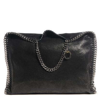 Stella McCartney Faux Leather Shaggy Deer Falabella Fold Over Tote Black 1 of 9