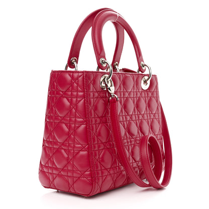 Christian Dior Lambskin Cannage Medium Lady Dior Fuchsia 2 of 9