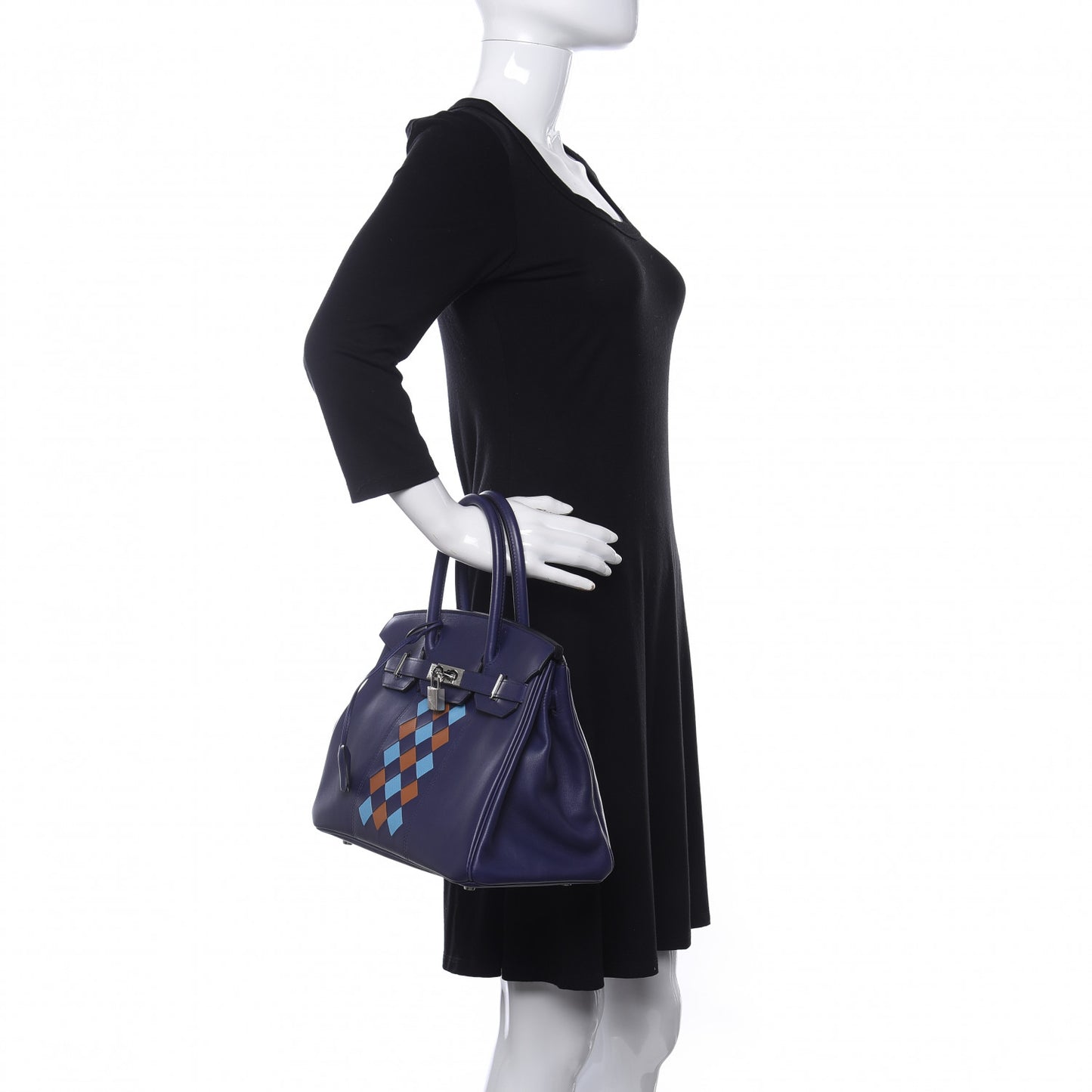 Swift Epsom Tressage Birkin 30 Bleu Encre Bleu Du Nord Gold