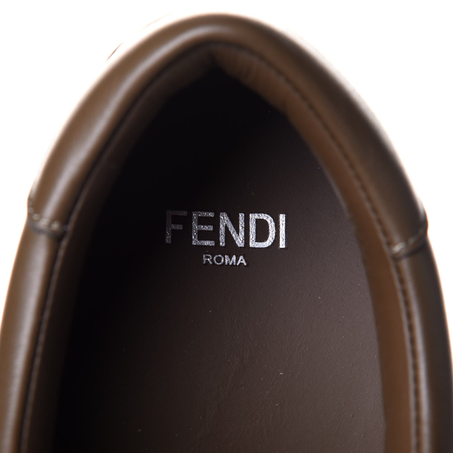 Fendi Vitello FF Embossed Womens Slip On Sneakers 36 Wood 9 of 11