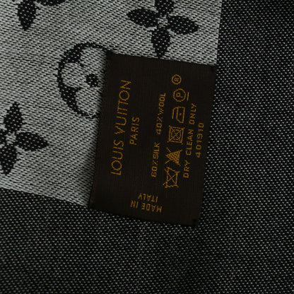 Louis Vuitton Wool Silk Monogram Denim Shawl Black 5 of 7